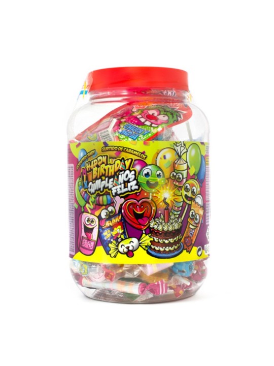 MINI CUBO CANDY MIX CUMPLEAÑOS 750GR JL SURTIDO