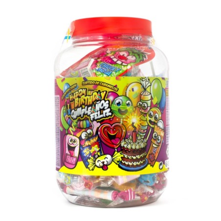 MINI CUBO CANDY MIX CUMPLEAÑOS 750GR JL SURTIDO