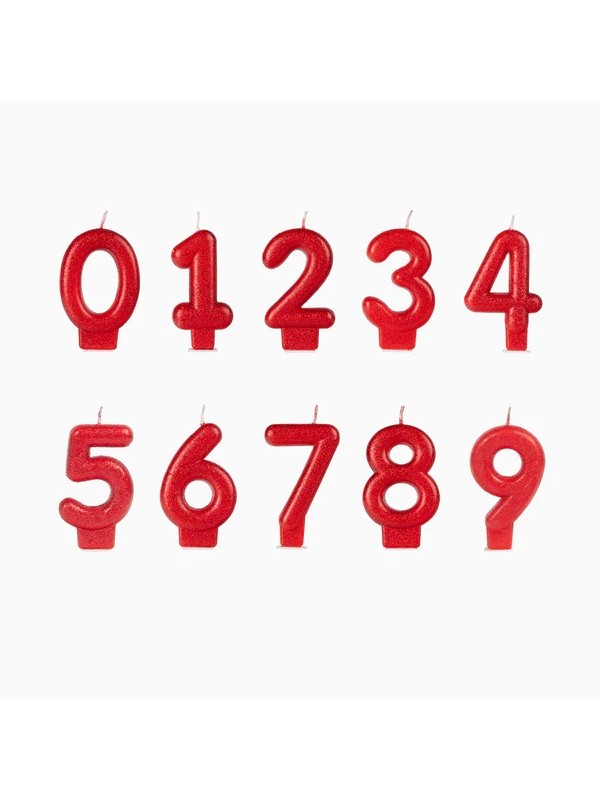 VELA CUMPLEAÑOS 9 GLITTER ROJA