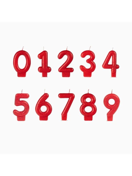 VELA CUMPLEAÑOS 1 GLITTER ROJA