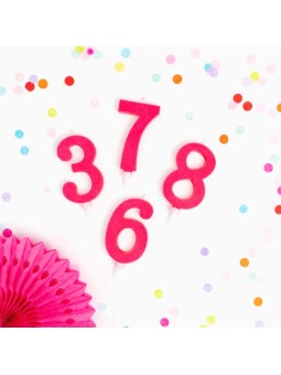 VELA NÚMERO 2 GRANDE GLITTER 15,5 CM FUCSIA