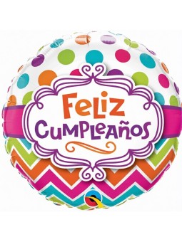 GLOBO FOIL 18" FELIZ CUMPLEAÑOS PUNTOS