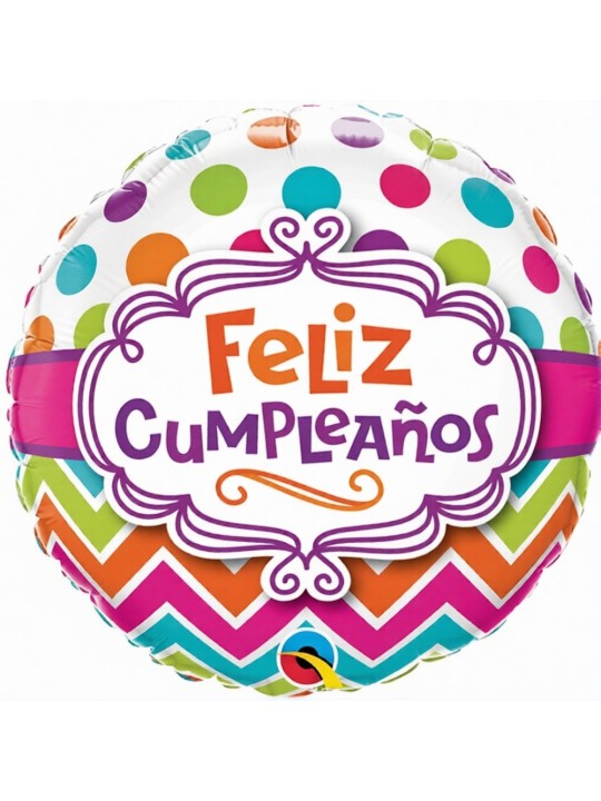 GLOBO FOIL 18" FELIZ CUMPLEAÑOS PUNTOS