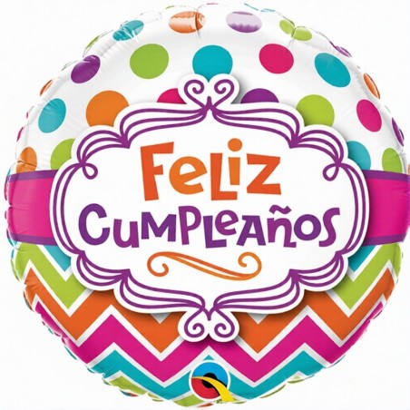 GLOBO FOIL 18" FELIZ CUMPLEAÑOS PUNTOS