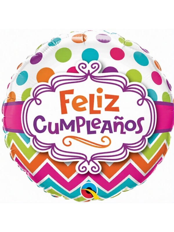 GLOBO FOIL 18" FELIZ CUMPLEAÑOS PUNTOS