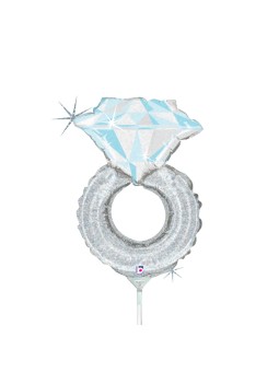 GLOBO FOIL 14" WEDDING RING MINI HOLOGRAFICO