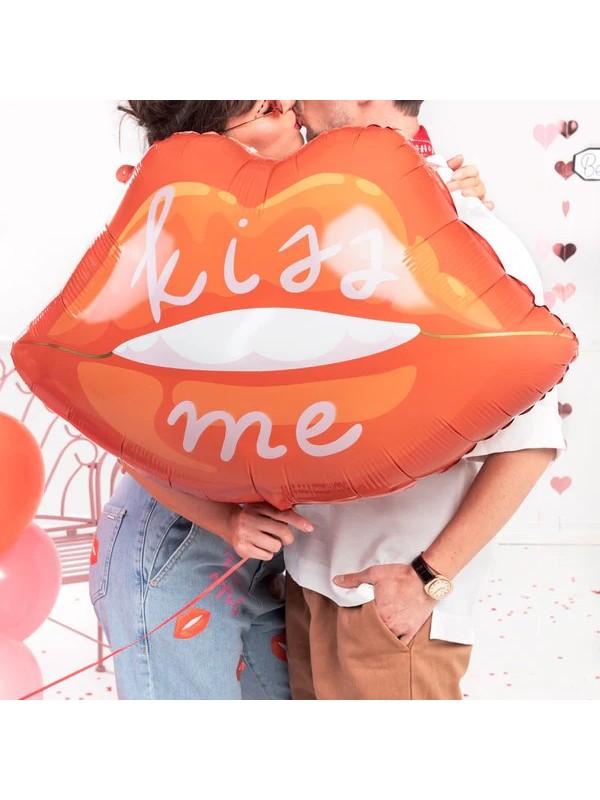 Globo Foil Labios "Kiss Me" Rojo San Valentín 86.5 x 65 cm