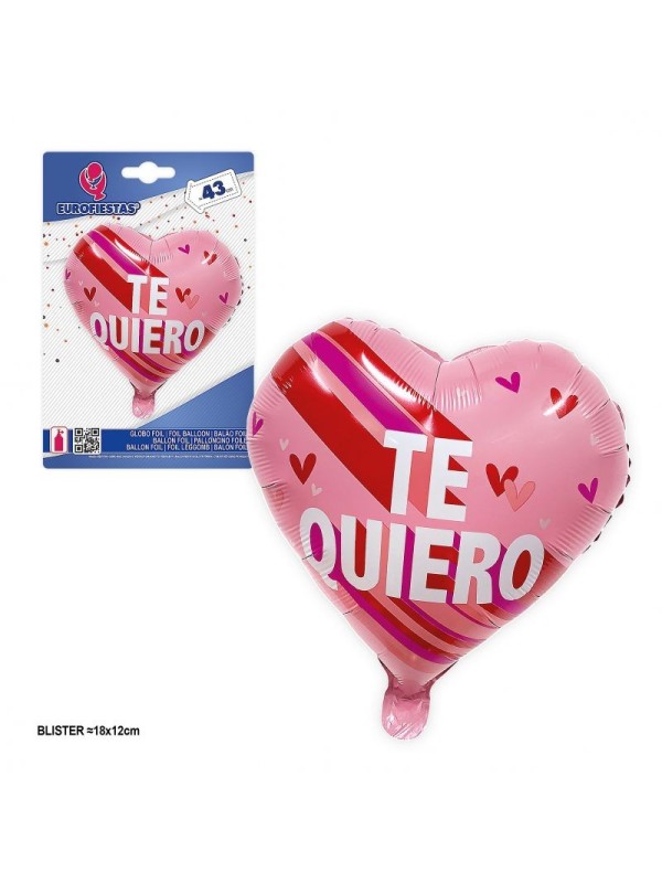 GLOBO FOIL CORAZON ROSA TE QUIERO 43CM