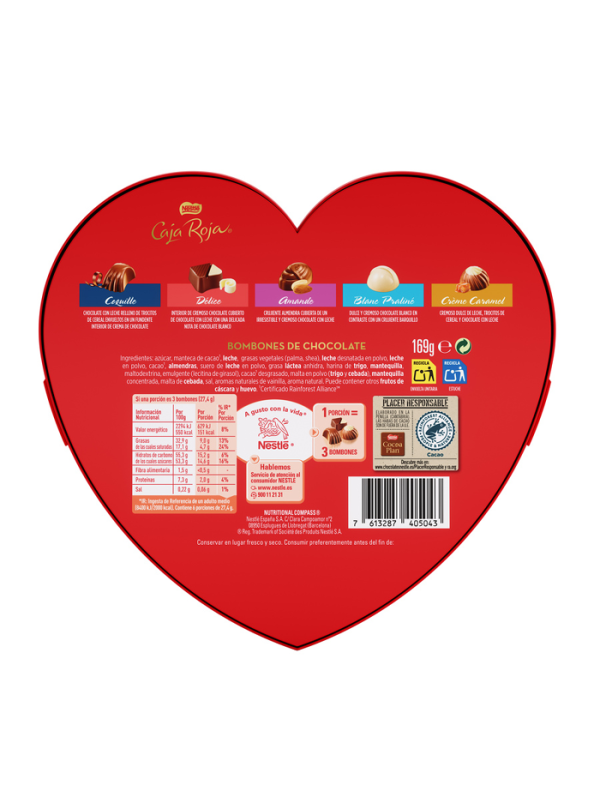 CAJA ROJA CORAZON 150G