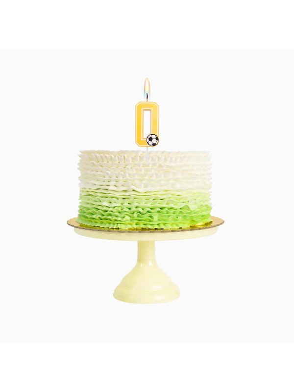 Vela Número 8 Glitter Fútbol 7.5 cm Oro