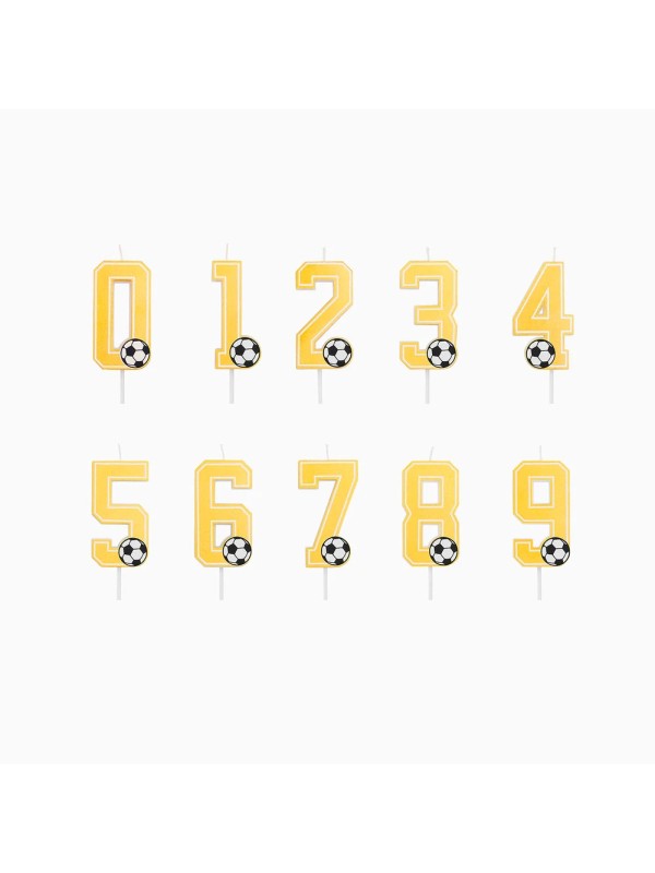 Vela Número 9 Glitter Fútbol 7.5 cm Oro
