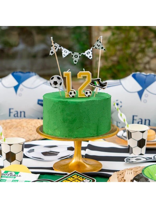 Vela Número 6 Glitter Fútbol 7.5 cm Oro