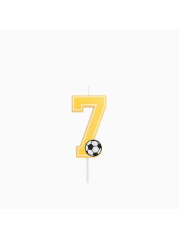 Vela Número 7 Glitter Fútbol 7.5 cm Oro