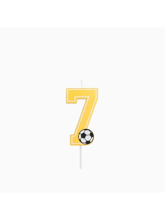 Vela Número 7 Glitter Fútbol 7.5 cm Oro