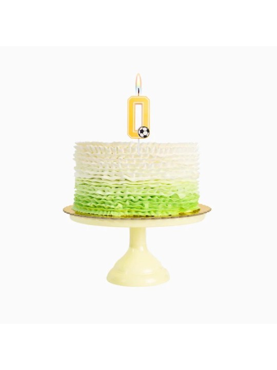 Vela Número 4 Glitter Fútbol 7.5 cm Oro