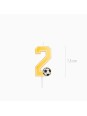Vela Número 2 Glitter Fútbol 7.5 cm Oro