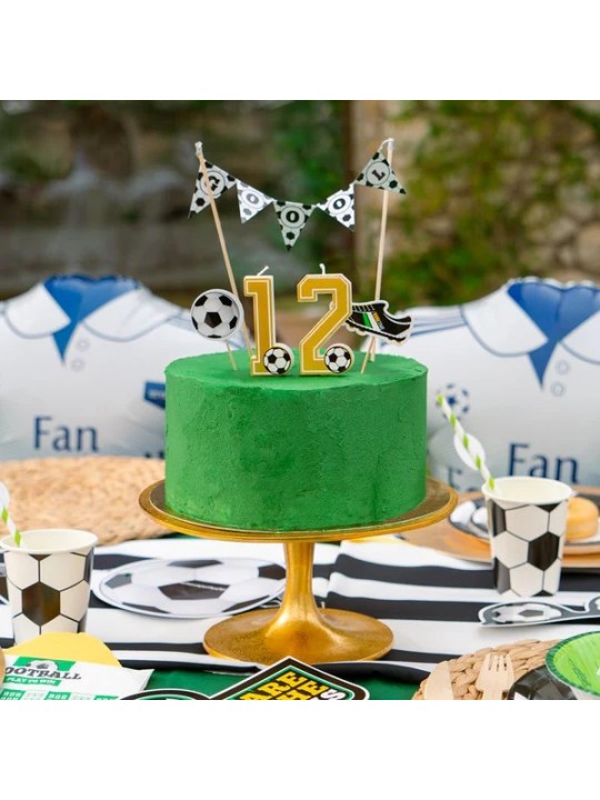 Vela Número 2 Glitter Fútbol 7.5 cm Oro