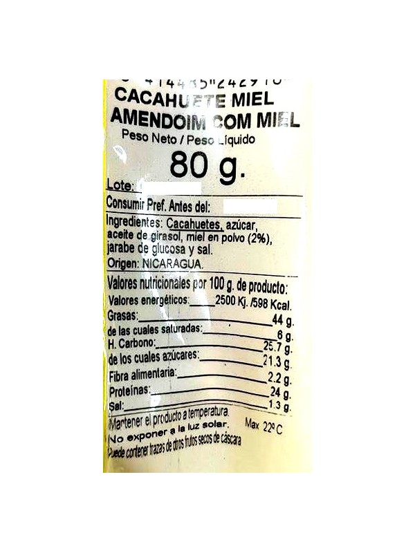 CACAHUETE MIEL MANZANARES 80G