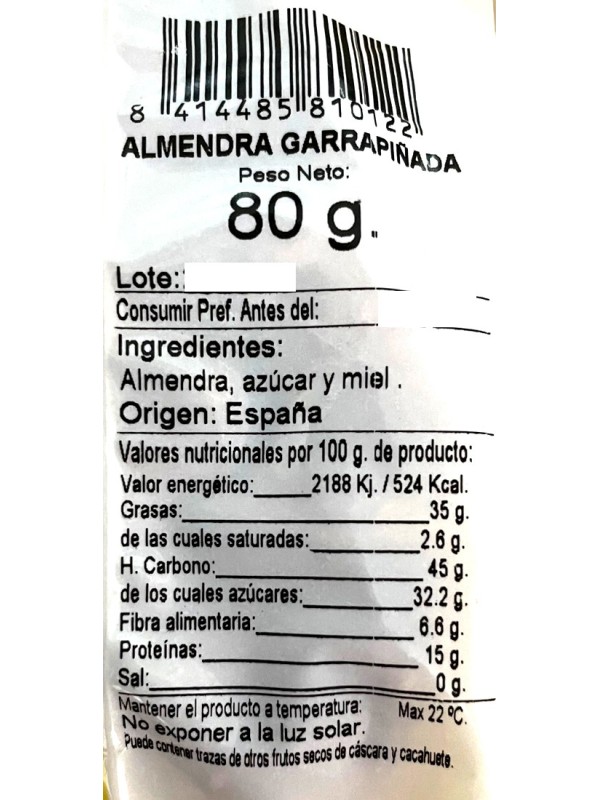 ALMENDRA GARRAPIÑADA MANZANARES 80G