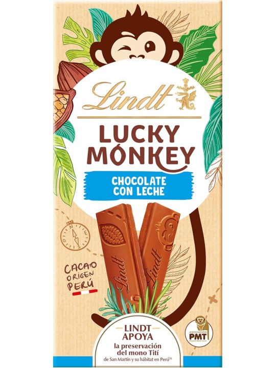 LINDT LUCKY MONKEY CHOCOLATE CON LECHE 100G