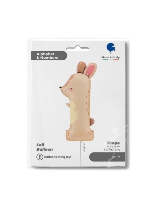 GLOBO NÚMERO 1 CONEJO 45X95CM