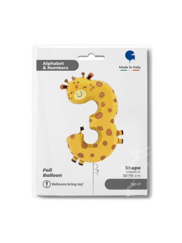 GLOBO NÚMERO 3 GIRAFA  56X90CM