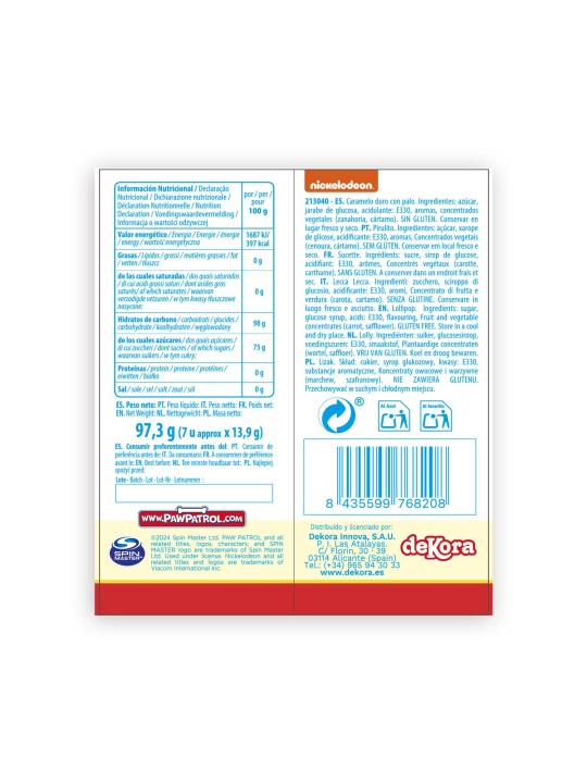 PIRULETA CARAMELO CORAZON PAW PATROL 97,3GR