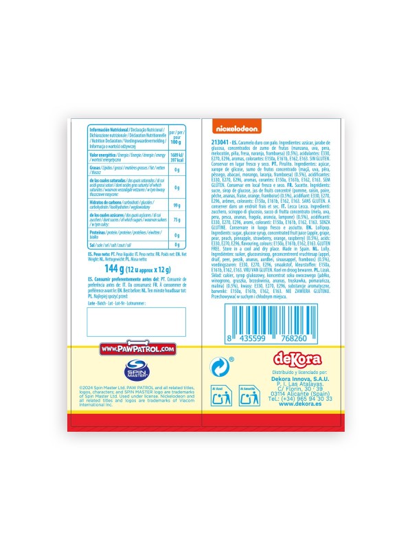 CHUPA SABORES SURT PAW PATROL 144GR